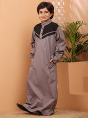 Grey and Black Solid Thobe/Jubba for Kids Boys