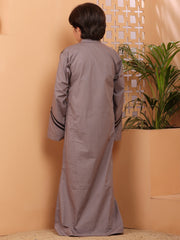 Grey and Black Solid Thobe/Jubba for Kids Boys