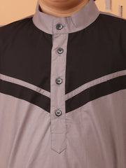 Grey and Black Solid Thobe/Jubba for Kids Boys