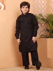 Black Pathani Kurta Pajama Set for Kids Boys
