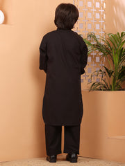 Black Pathani Kurta Pajama Set for Kids Boys