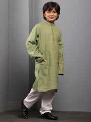 Green Kids Boy's Kurta Pajama Set