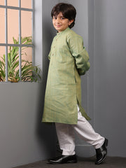 Green Kids Boy's Kurta Pajama Set