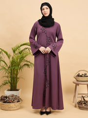 Modest Luxury Hand worked Front Open Abaya Burqa with Hijab