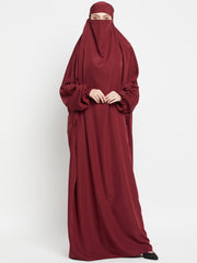 Maroon One Piece Free Size Jilbab for Women