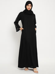 Women A-line Abaya/Burqa with Black Georgette Scarf