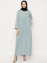 Embroidery  Abaya with Black Georgette Hijab