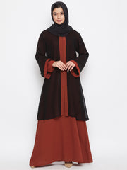 Shrug Attached Abaya for Women with Black Georgette Scarf