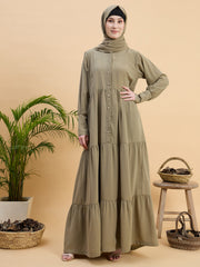 Modest Solid Beige Abaya Burqa with Matching Hijab