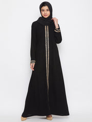 Black Embroidery Design Abaya with Black Georgette Hijab