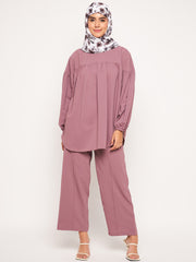 Pink Solid Loose Fit Co-ord Set/Matching Set