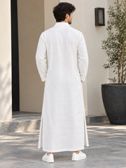 Men’s White Solid Linen Oversized Resort Wear Kaftan