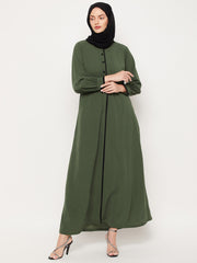 Jade Green Abaya for women with Black Georgette Scarf