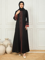 Front Open Burqa Abaya for Women with Black Georgette Hijab
