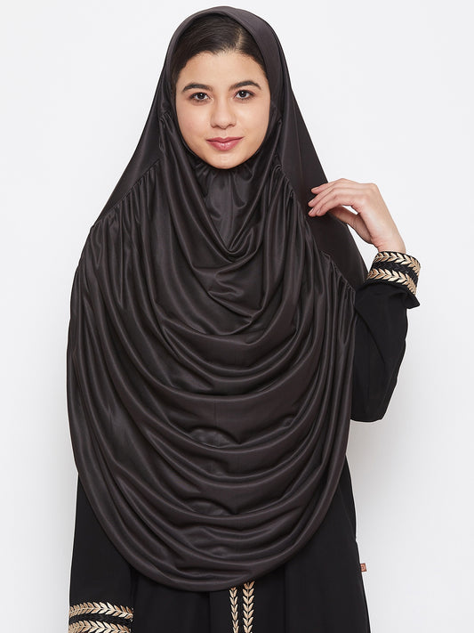 Women Black Lycra Khimar Hijab