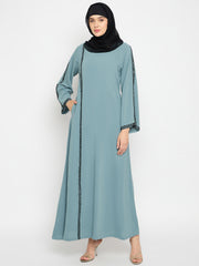 Handwork Green Luxury Abaya with Black Hijab