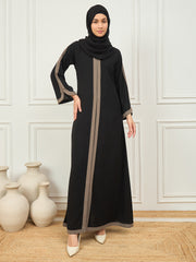 Black Aline Abaya/Burqa with Black Georgette Hijab
