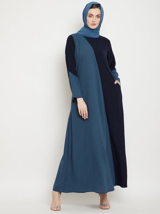 Abaya Dress with Black Georgette Hijab for Women