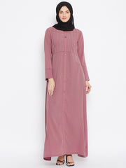 Puce Pink Abaya Dress with Black Georgette Hijab