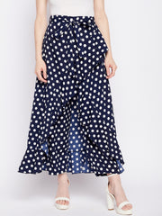 Polka Printed Skirt with Attached Trouser