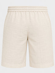 Off White Natural Linen Shorts for Men