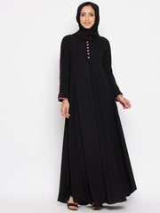 Abaya with for Women with Black Georgette Hijab