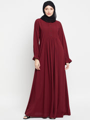 Clearance Sale: Maroon ALine Abaya for Women with Black Georgette Hijab