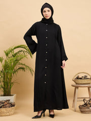 Modest Front Open Abaya Burqa with Black Georgette Hijab