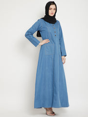 Blue Denim Abaya with Black Georgette Hijab
