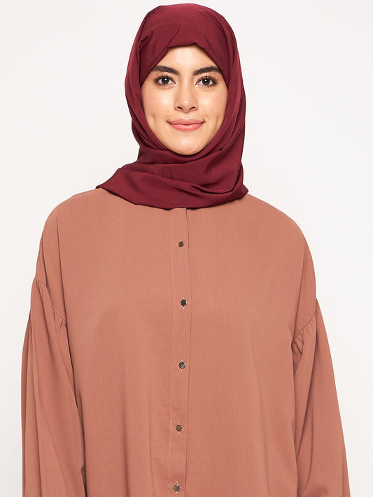 Women's Casual Use Rust Solid Crepe Hijab Stole