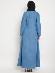 Blue Denim Abaya with Black Georgette Hijab