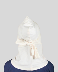 White Stretch Cotton Jersey Instant Tie Hijab Cap