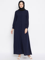 Front Open Blue Abaya Burqa With Black Hijab
