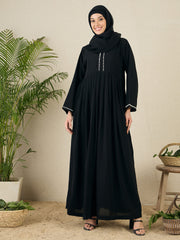 Embroidered Black Abaya Burqa with Black Hijab