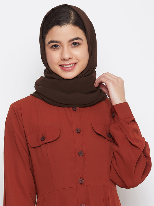 Brown Regular Use Georgette Solid Hijab Stole For Women