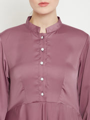 Umbrella Cut Puce Pink Abaya for Women with Black Georgette Hijab