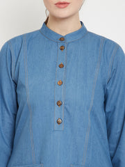 Blue Denim Abaya with Black Georgette Hijab