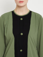 Women Bell Sleeves Abaya with Black Georgette Scarf