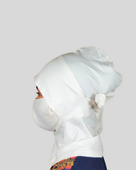 White Stretch Cotton Jersey Instant Tie Hijab Cap