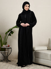 Embroidered Black Abaya for women with Black Scarf