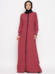 Rust Color Abaya for women with Black Georgette Scarf