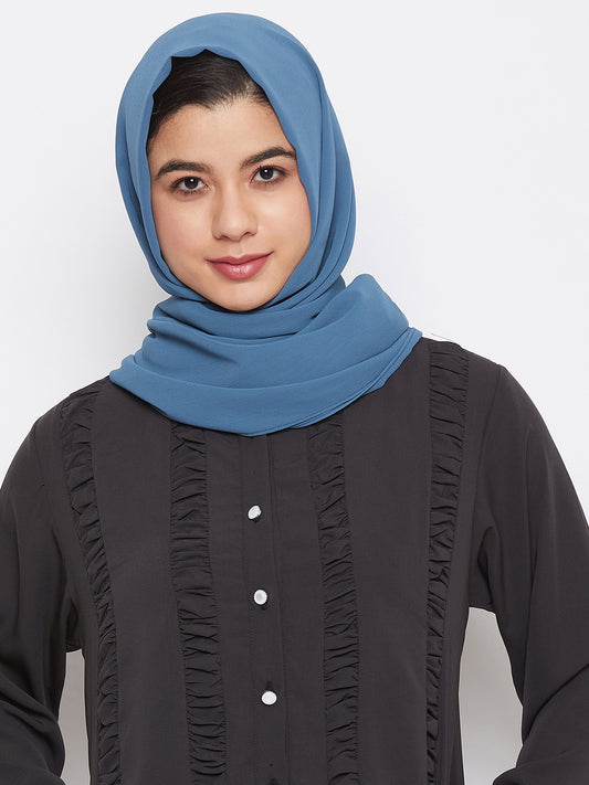 Grey Regular Use Georgette Solid Hijab Stole For Women