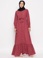 Women Rust Abaya with Black Georgette Hijab