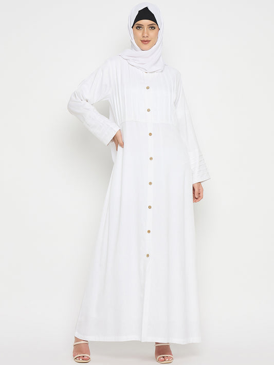 Front Open Rayon Abaya for Umrah/Hajj with Black Hijab for Women