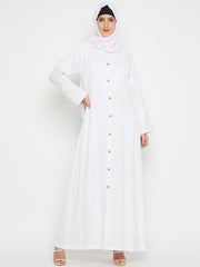 Front Open Rayon Abaya for Umrah/Hajj with Black Hijab for Women