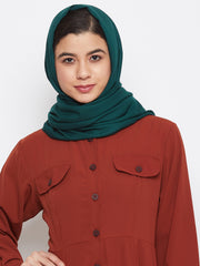 Bottle Green Solid Rayon Hijab Stole For Women