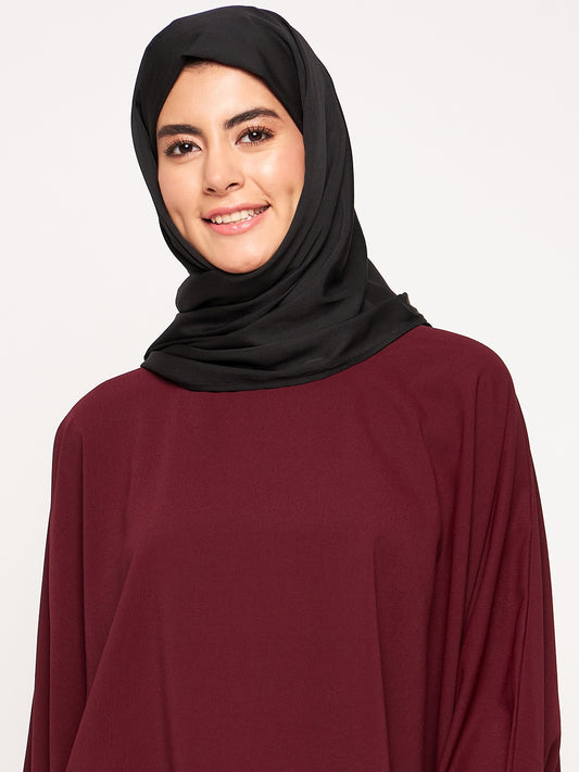 Black Solid Regular Use Crepe Hijab Stole for Women