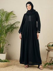 Embroidered Black Abaya Burqa with Black Hijab