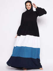 Multi-Colored Abaya for Women Women with Black Georgette Hijab