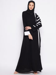 Black Abaya for Women with Black Georgette Hijab